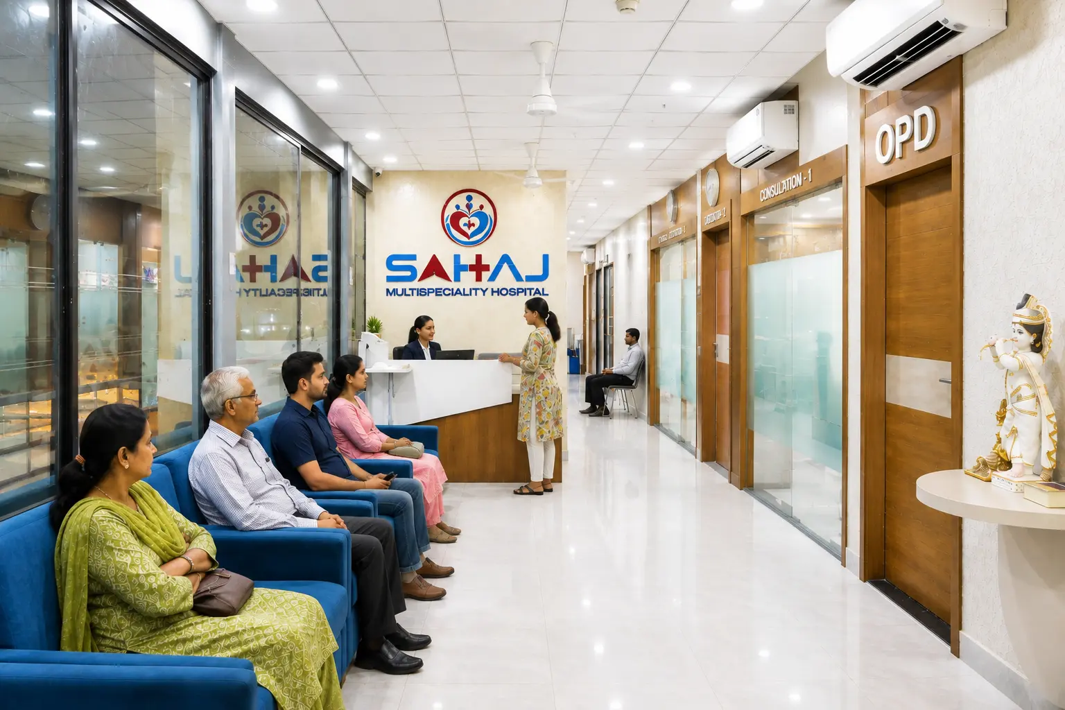 SAHAJ Hospital OPD reception and waiting area