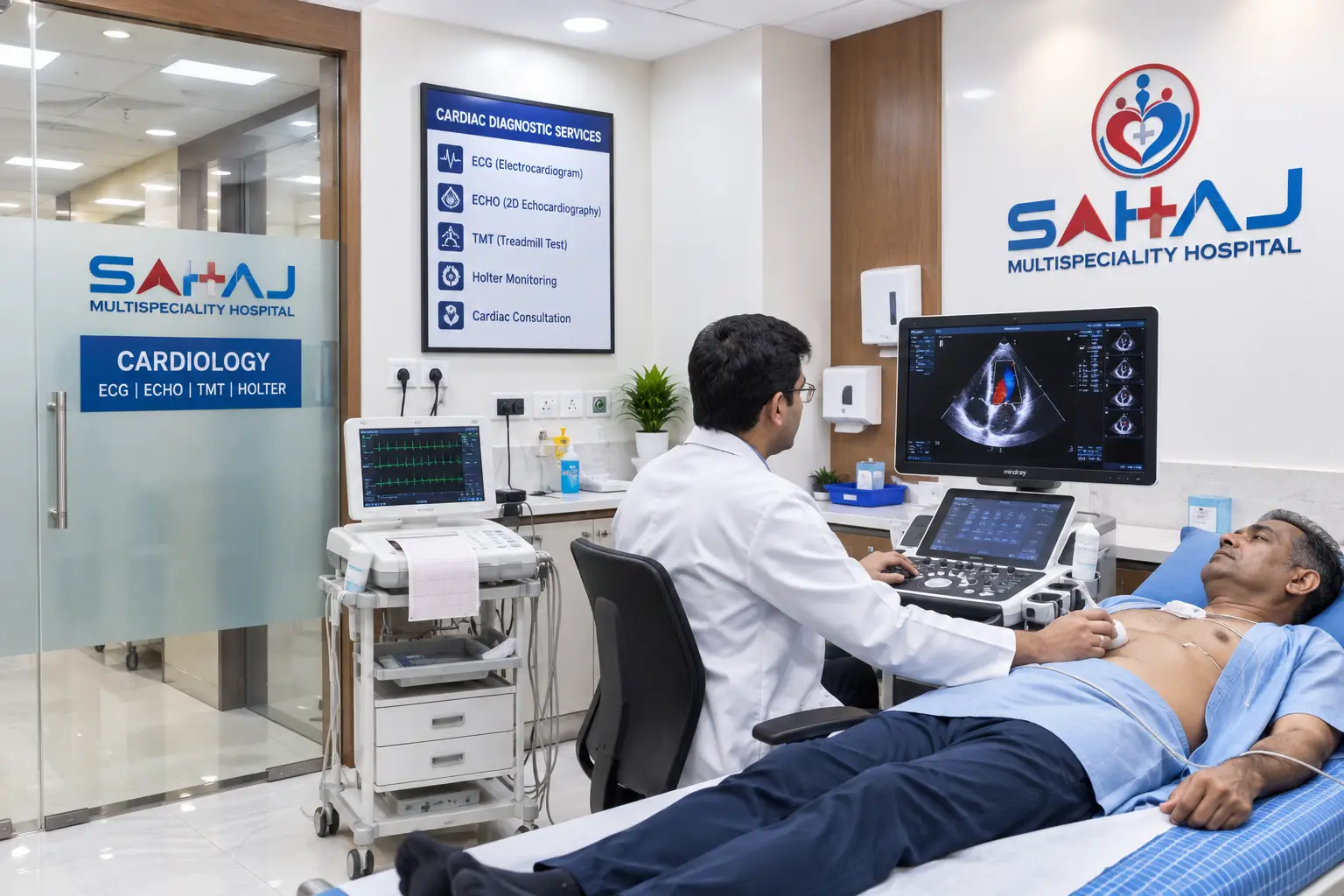 ECG and echocardiography room at SAHAJ Hospital